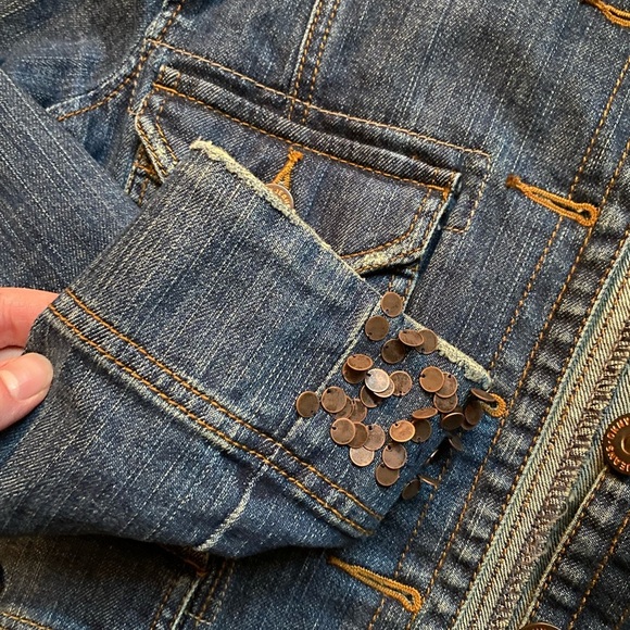 Vintage DKNY Dark Wash Denim Jean Jacket Large Grunge Indie Sleaze 90s Y2K Glam - Picture 5 of 7